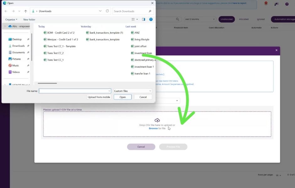 Step 4: Drag and drop your files.